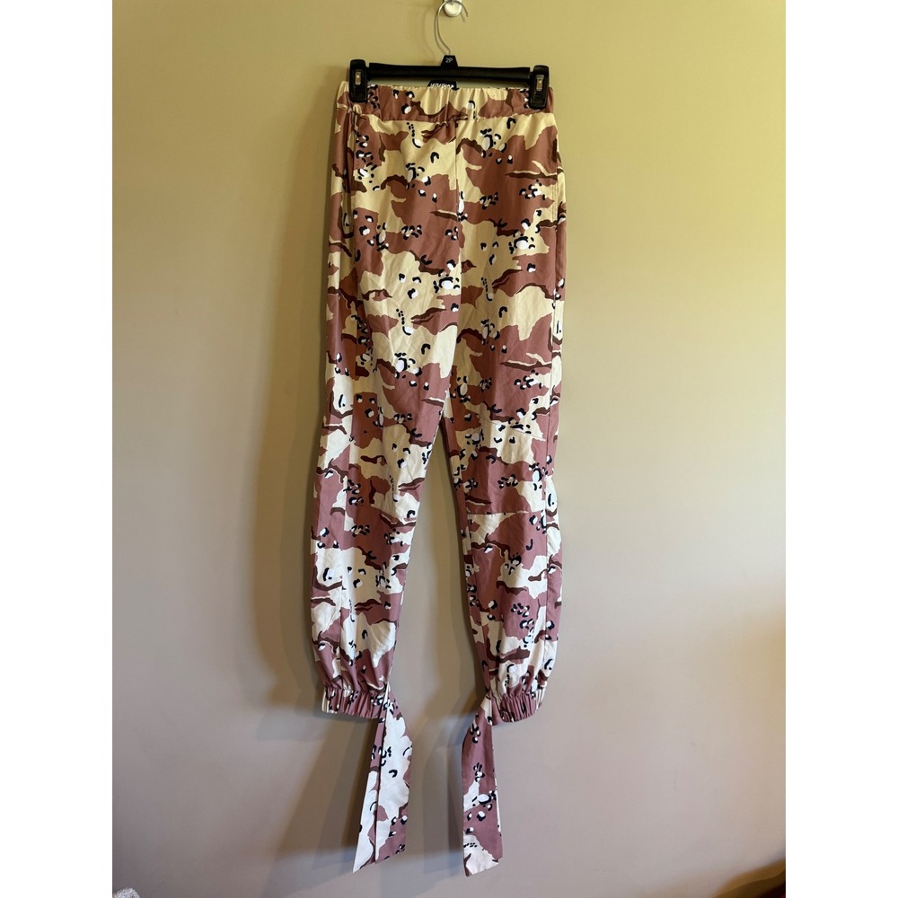 Reclaimed Vintage Tan Camo Joggers Tie Cuff Ankle Pants Desert Camouflage US 2